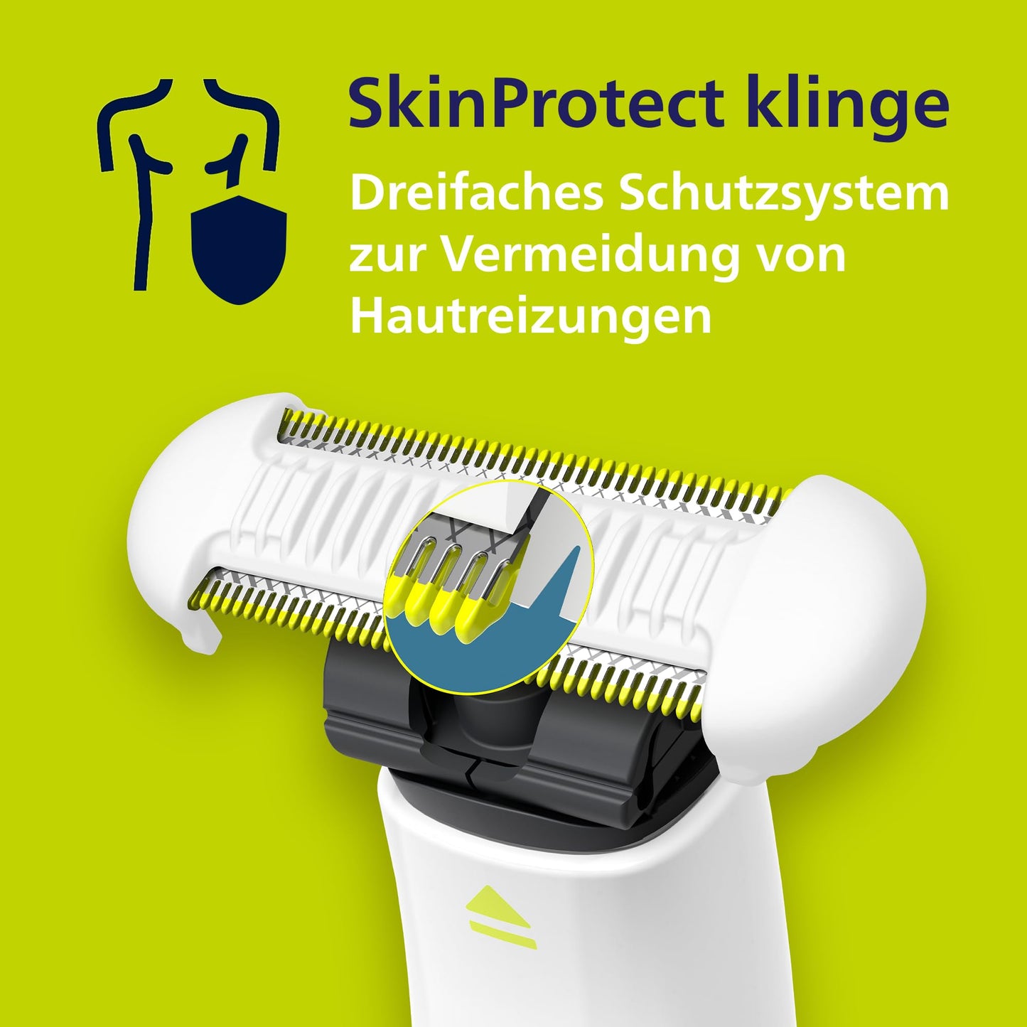 Philips OneBlade Intimate - Elektrischer Intimrasierer und Intimtrimmer für Männer und Frauen, mit extra Hautschutz, 2x SkinProtect Klingen, 1x 3-mm-Trimmaufsatz, QP1924/30, Weiß