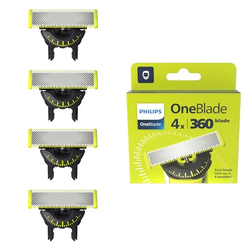Philips OneBlade 360-Klingen - 4x 360-Ersatzklingen, Trimmen und Rasieren im Gesicht und am Körper, QP440/50
