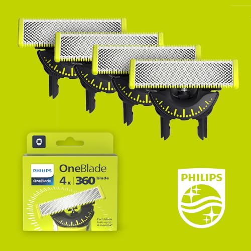 Philips OneBlade 360-Klingen - 4x 360-Ersatzklingen, Trimmen und Rasieren im Gesicht und am Körper, QP440/50