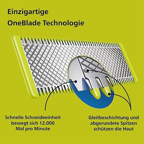 Philips OneBlade 360 Face - Elektrischer Bartstyler und Trimmer, 2x 360 Klinge, verstellbarer 5-in-1-Kammaufsatz, QP2734/30