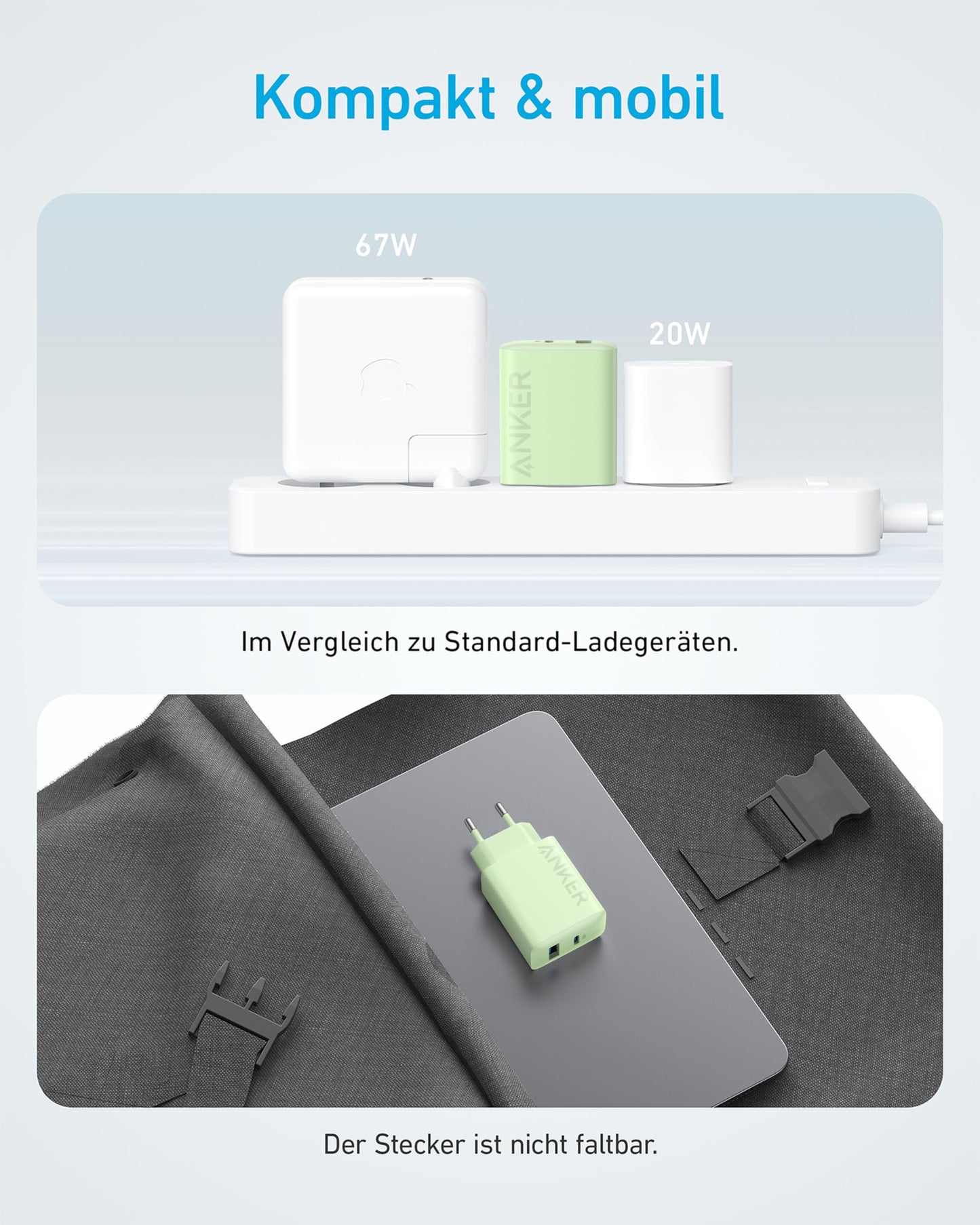 Anker 20W USB C Ladegerät, iPad Netzteil, USB-Schnellladenetzteil, iPad Ladegerät, Kompatibel mit iPhone 16/15/iPhone 15 Plus/iPhone 15 Pro/iPhone 15 Pro Max/iPad und mehr (mit 150cm USB-C Kabel)
