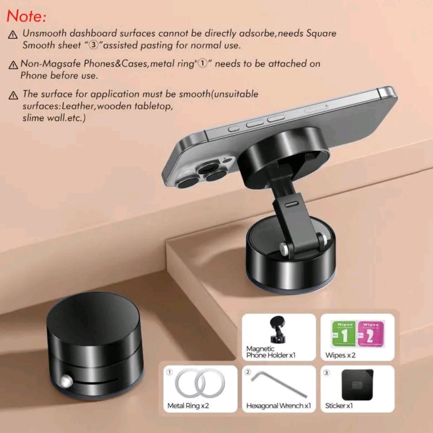 Vakuum Magnetischer Handyhalter, Faltbarer & Tragbarer Handyständer, Vielseitiger Handyhalter für Auto, Zuhause, Büro