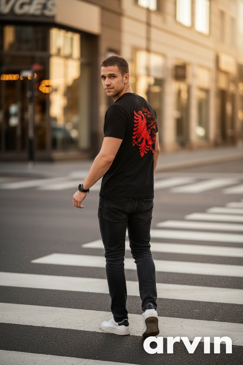 Albanisches T-Shirt Schwarz | Skanderbeg & Adler | Premium DTF Druck | S–3XL