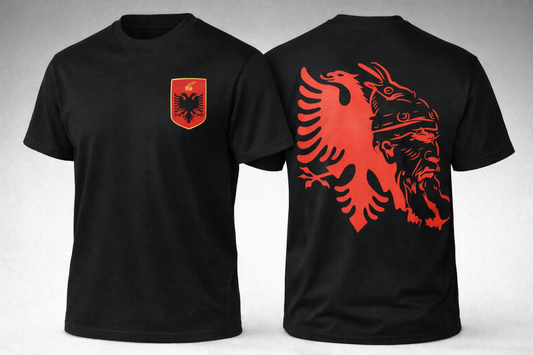 Albanisches T-Shirt Schwarz | Skanderbeg & Adler | Premium DTF Druck | S–3XL