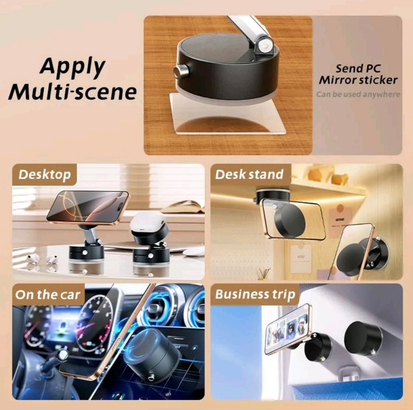 Vakuum Magnetischer Handyhalter, Faltbarer & Tragbarer Handyständer, Vielseitiger Handyhalter für Auto, Zuhause, Büro