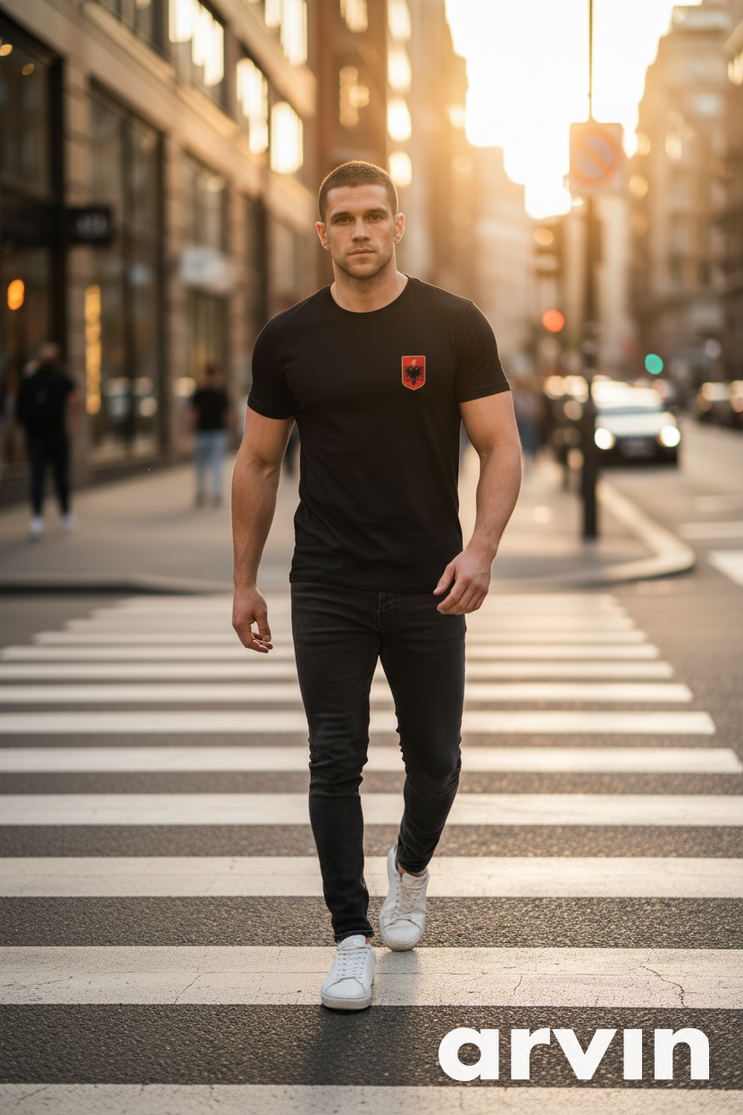 Albanisches T-Shirt Schwarz | Skanderbeg & Adler | Premium DTF Druck | S–3XL